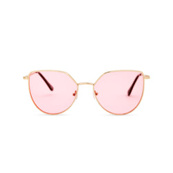 Women gold cat eye sunglasses with pink transparent lens SOLLY by SOLFUL Ibiza