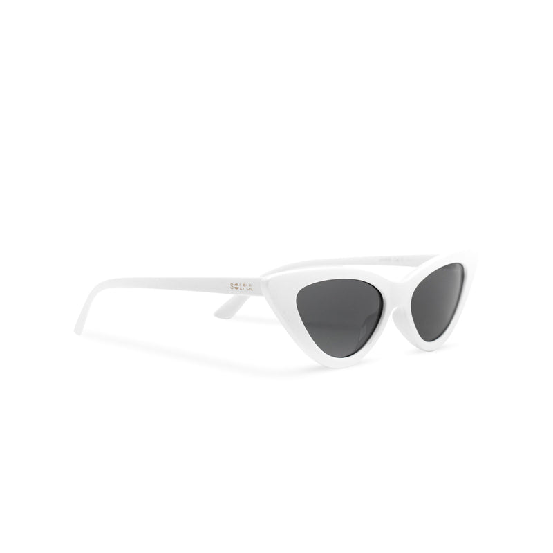 Tiny small cat eye sunglasses retro white frame mirror lens SOLFUL Ibiza 