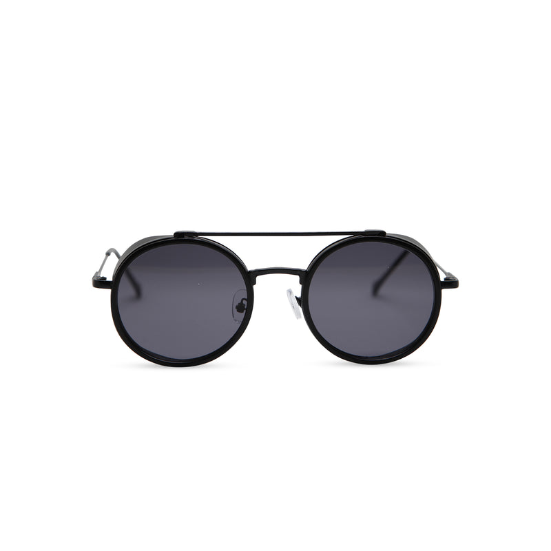 Black metal aviator sunglasses with metal side-shileds by SOLFUL Ibiza