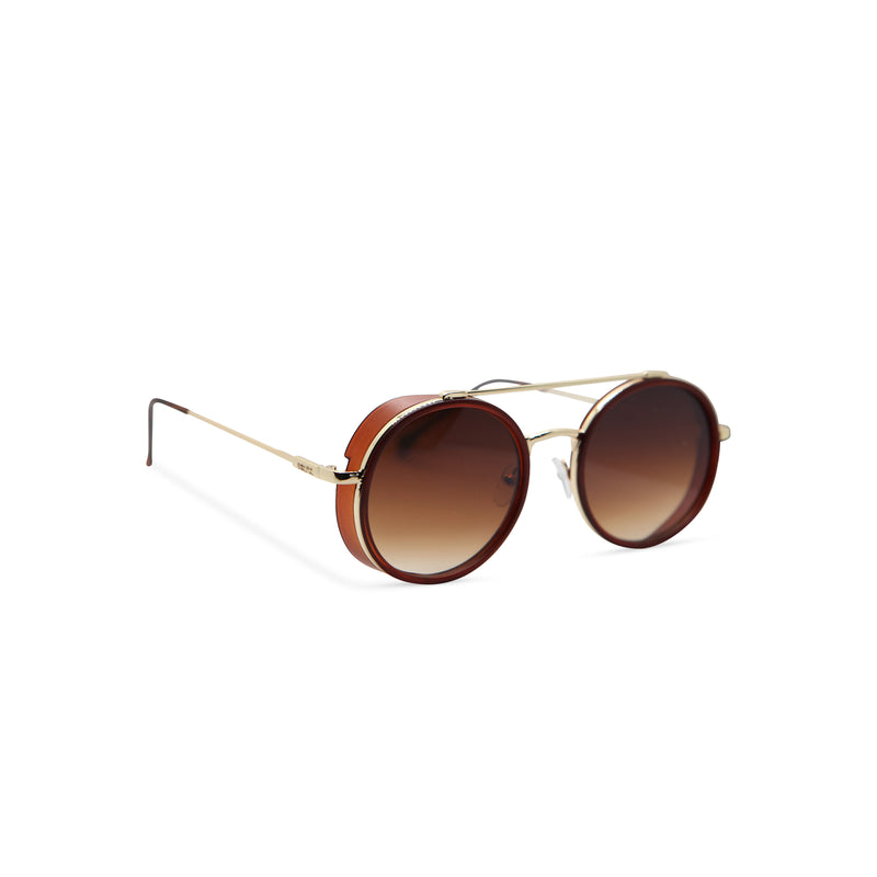 Side gold brown metal aviator sunglasses with metal side-shileds by SOLFUL Ibiza