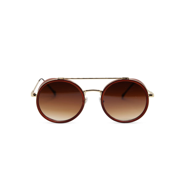 Gold brown metal aviator sunglasses with metal side-shileds by SOLFUL Ibiza