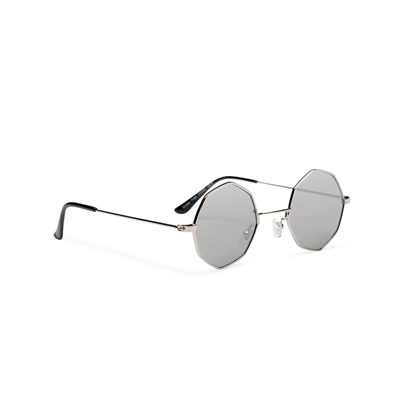 side silver frame silver lens octagon shape sunglasses SOLFUL Ibiza octagonal sunglasses design
