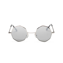 front silver frame silver lens octagon shape sunglasses SOLFUL Ibiza sunglasses design