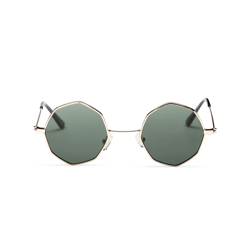 gold frame dark lens octagon shape sunglasses SOLFUL Ibiza sunglasses design