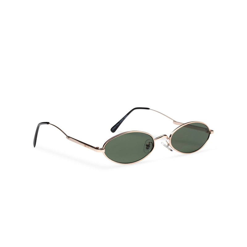 side green dark metal tiny teashade sunglasses small oval narrow cat eye