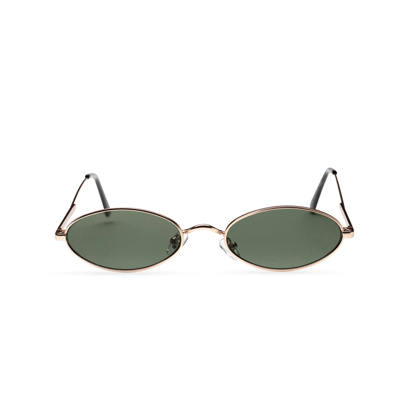 front green dark golden metal tiny teashade sunglasses small oval narrow cat eye