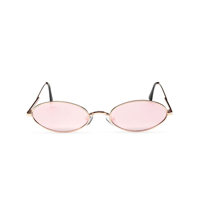 front light pink golden metal tiny teashade sunglasses small oval narrow cat eye