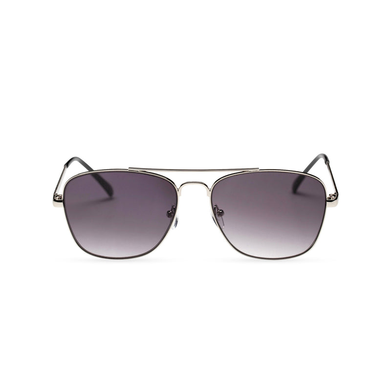 silver dark purple double black ANTONI fine medium square aviator sunglasses metal frame and dark lens