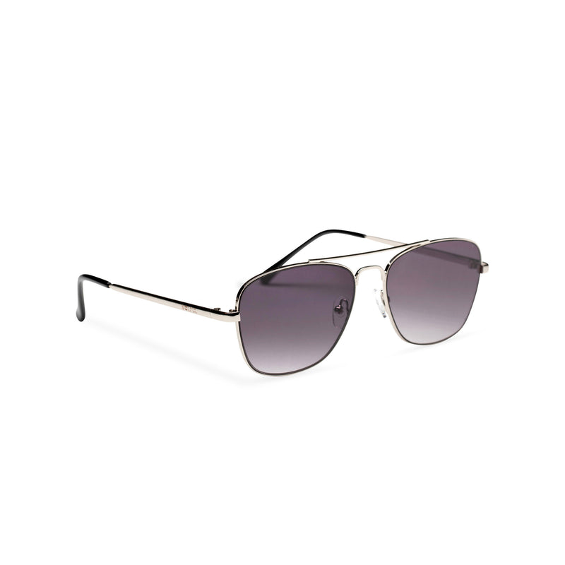 side silver dark purple double black ANTONI fine medium square aviator sunglasses metal frame and dark lens