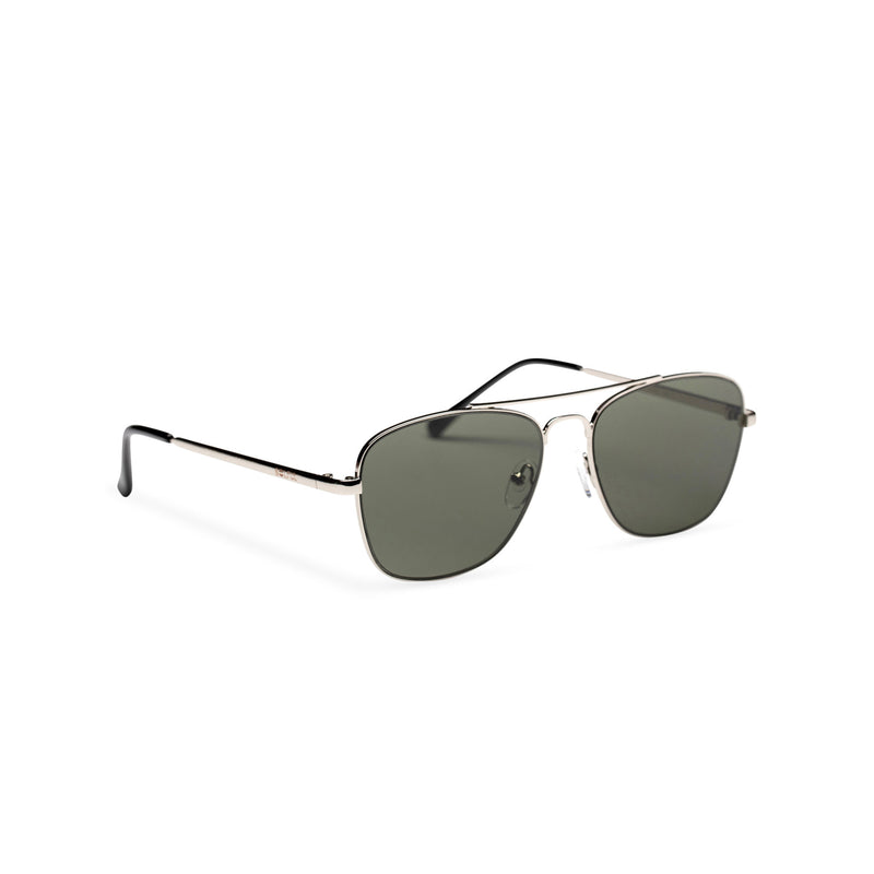side light black and silver ANTONI fine medium square aviator sunglasses metal frame and dark lens