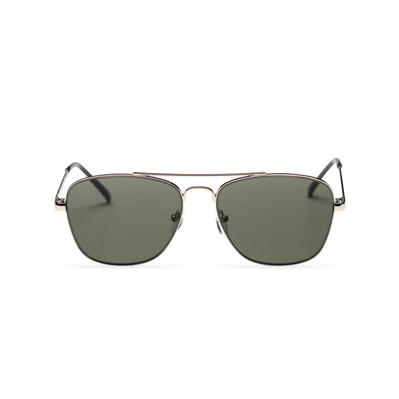 light black and silver ANTONI fine medium square aviator sunglasses metal frame and dark lens