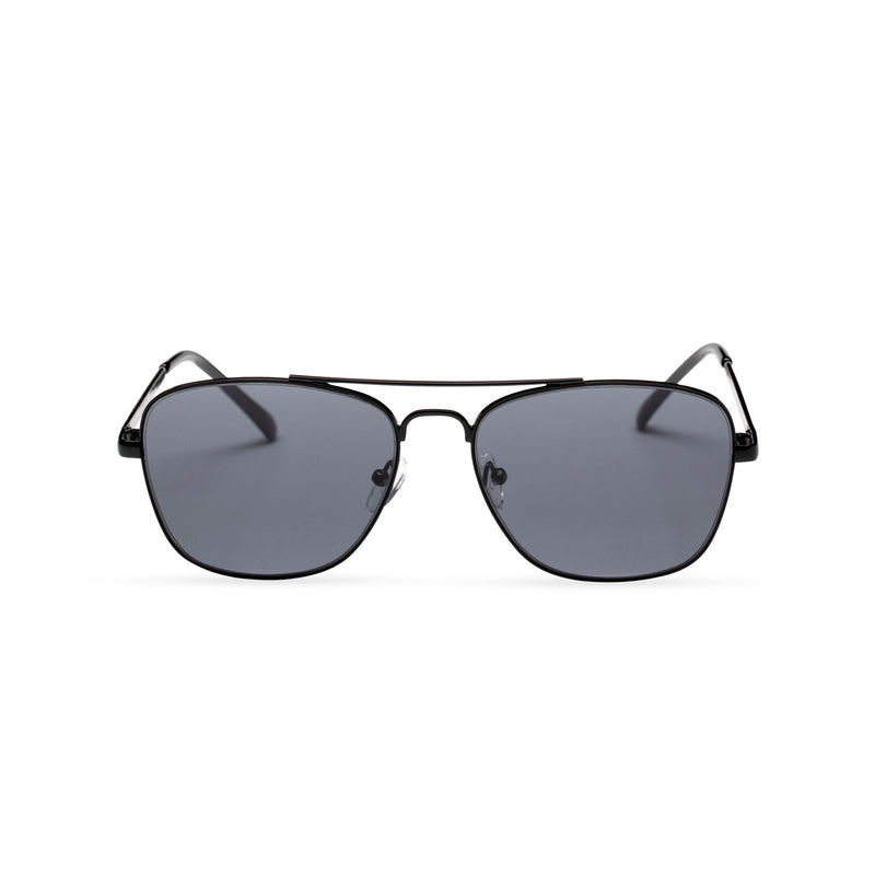 double black ANTONI fine medium square aviator sunglasses metal frame and dark lens
