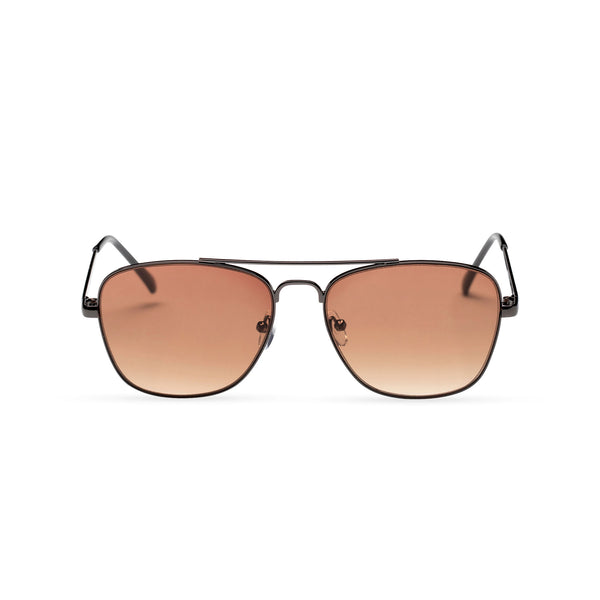 brown ANTONI fine medium square aviator sunglasses metal frame and dark lens