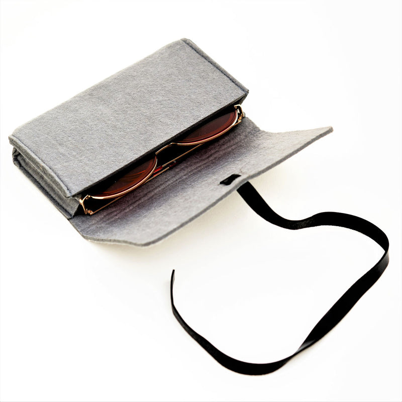 Original SOLFUL Ibiza sunglasses case made from durable hard cotton with black safety strap
